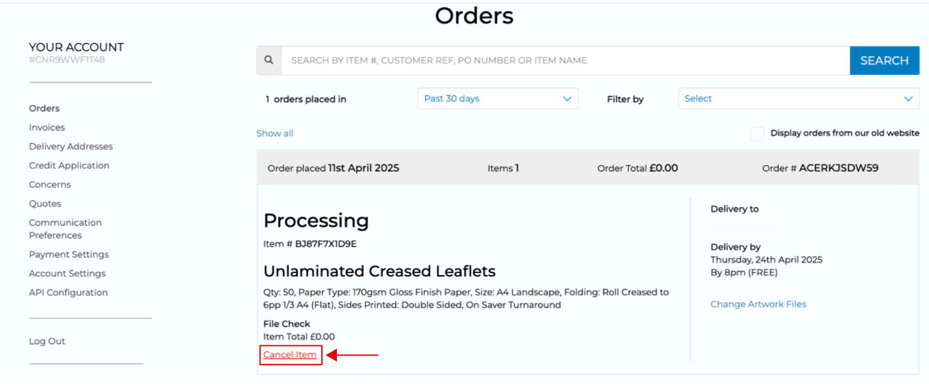 How can I cancel an order?